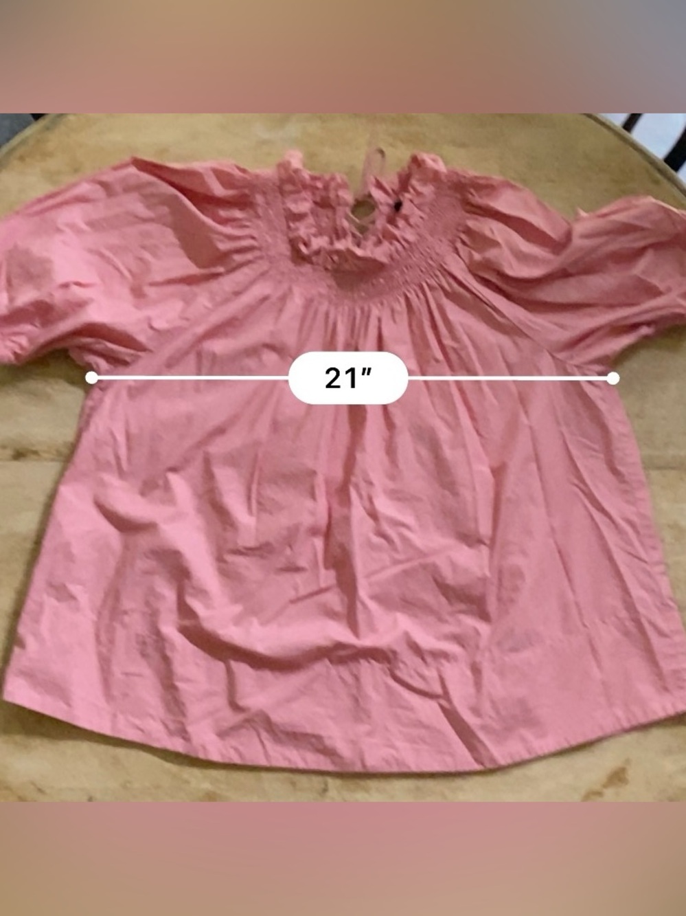 J Crew Women’s Sz XL Pink Smocked Neck Puff-Sleeve Cotton Poplin Top - Picture 15 of 17